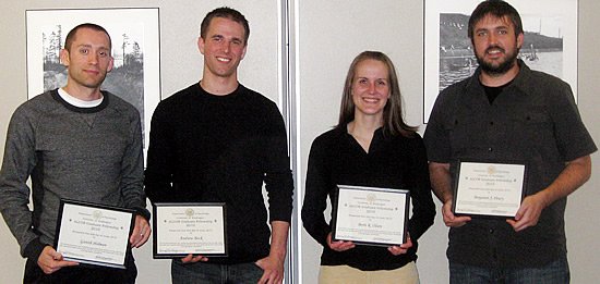 left to right: Gareth Holman, Andrew Bock, Berit (Olsen) Martin, and Ben Drury