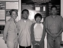 Heather Knapp, Hansang Cho, Marie Ng and David Corina with Marie’s poster at the 2004 Undergraduate Honors Festival.