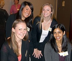 Presenting for the American Association for University Women-Seattle chapter (Left to right: Amanda Tose ’11, Marissa Vichayapai ’08, Lauren Hudson ’11, Dr. Sapna Cheryan).