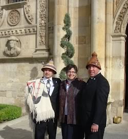 Photo: Ana Mari Cauce (center) and members of the Makah Tribe during their trip to Leon, Spain.