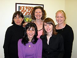 Top row: Joyce Bittinger, Helen Miller, Lori Zoellner. Bottom row: Afsoon Eftekhari, Sally Moore. Not pictured: Michele Bedard